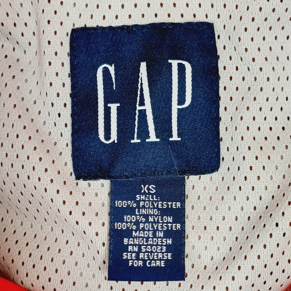 GAP Vintage Quarter Zip Orange Hooded Nylon Pocket Pullover Ski Jacket  P2931 - Picture 5 of 7